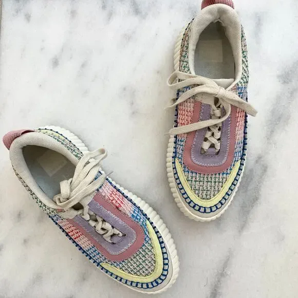 Anthropologie Dolce Vita Dolen Rainbow Knit Sneaker Tennis Shoe Funfetti 7.5 - Picture 6 of 11